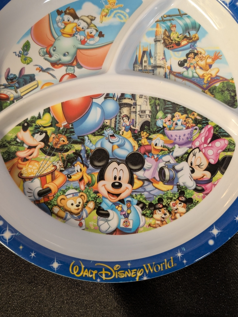 Walt Disney World Parks Souvenir Divided Plate Mickey Dumbo ~ 10" SET LOT OF 2 - Picture 9 of 11